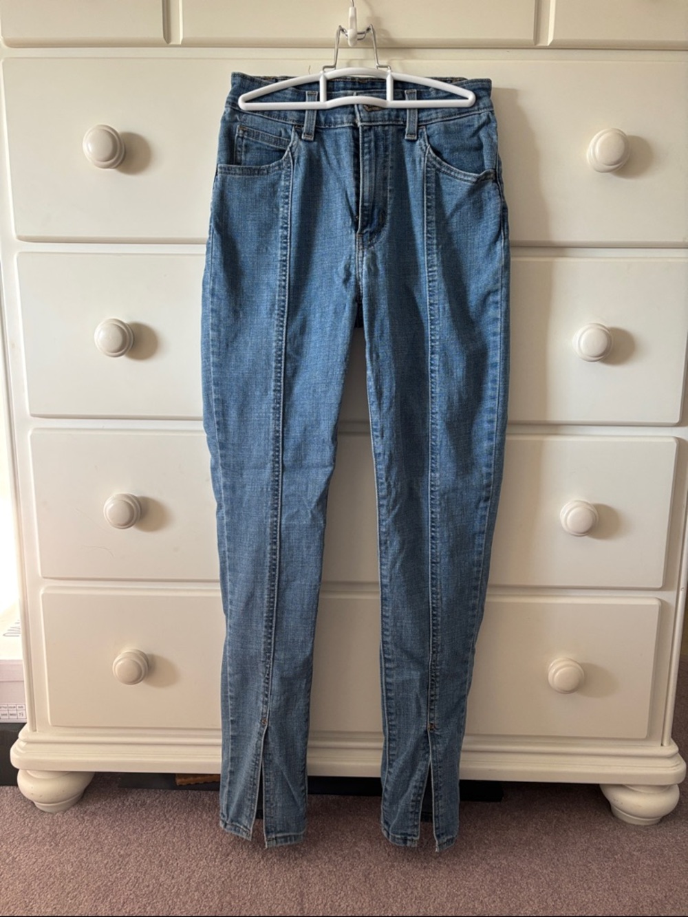Levi's 721 High Rise Skinny Jeans with Front Seams and Ankle Slits